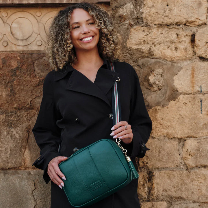 Pom Pom London City Plus Bag - Leather Crossbody Bag In Madeira Green