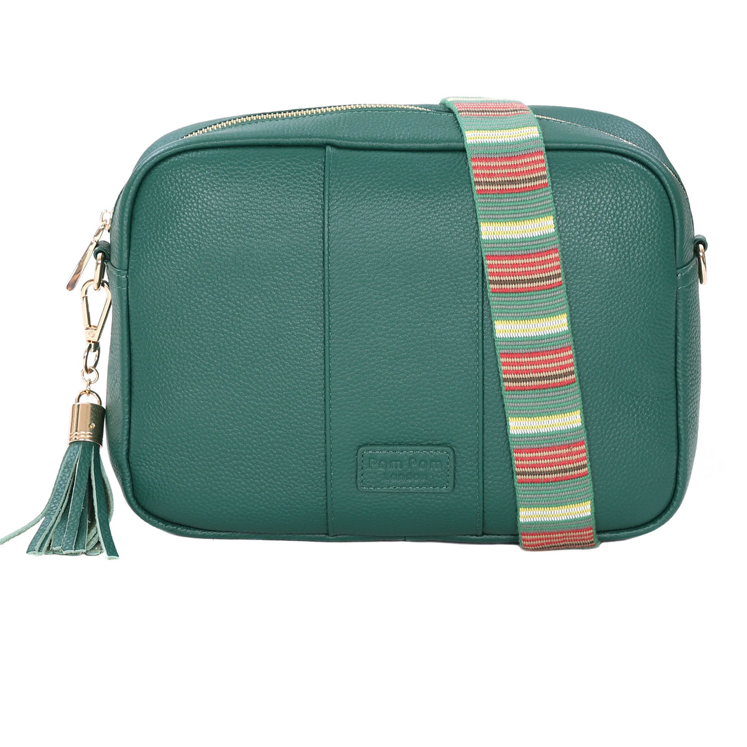 Pom Pom London City Plus Bag - Leather Crossbody Bag In Madeira Green