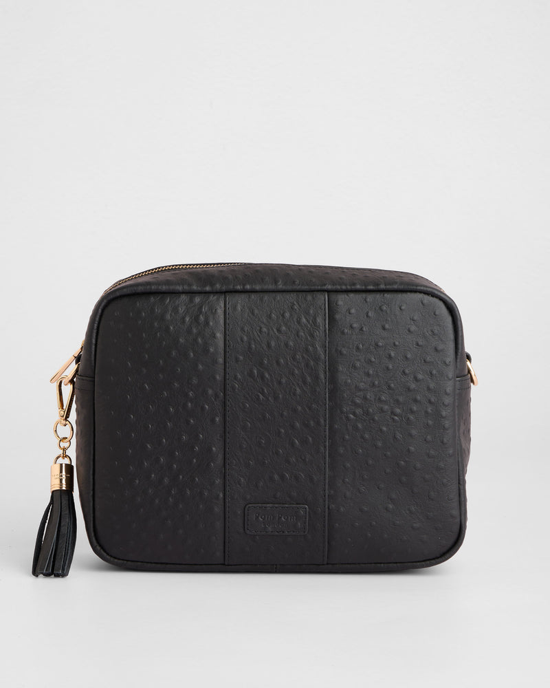 Pom Pom London City Plus Bag Ostrich Black-Pom Pom London