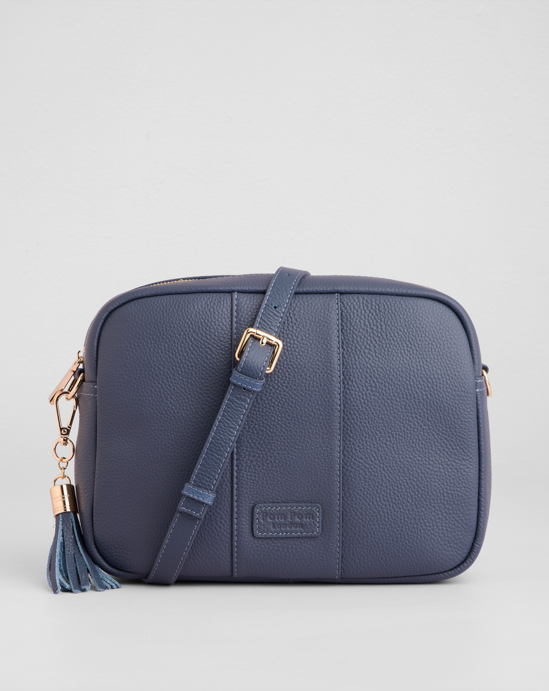 Pom Pom London City Plus Bag - Leather Crossbody Bag In Slate Blue