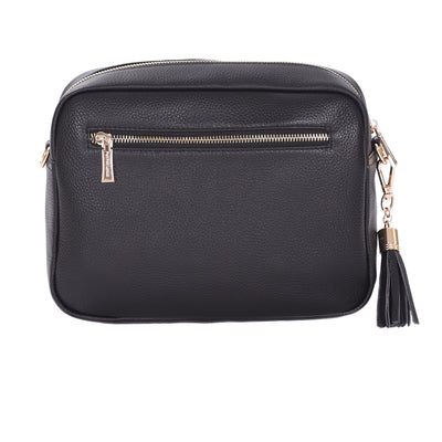 City Plus Faux Fleece & Leather Bag Black-Pom Pom London