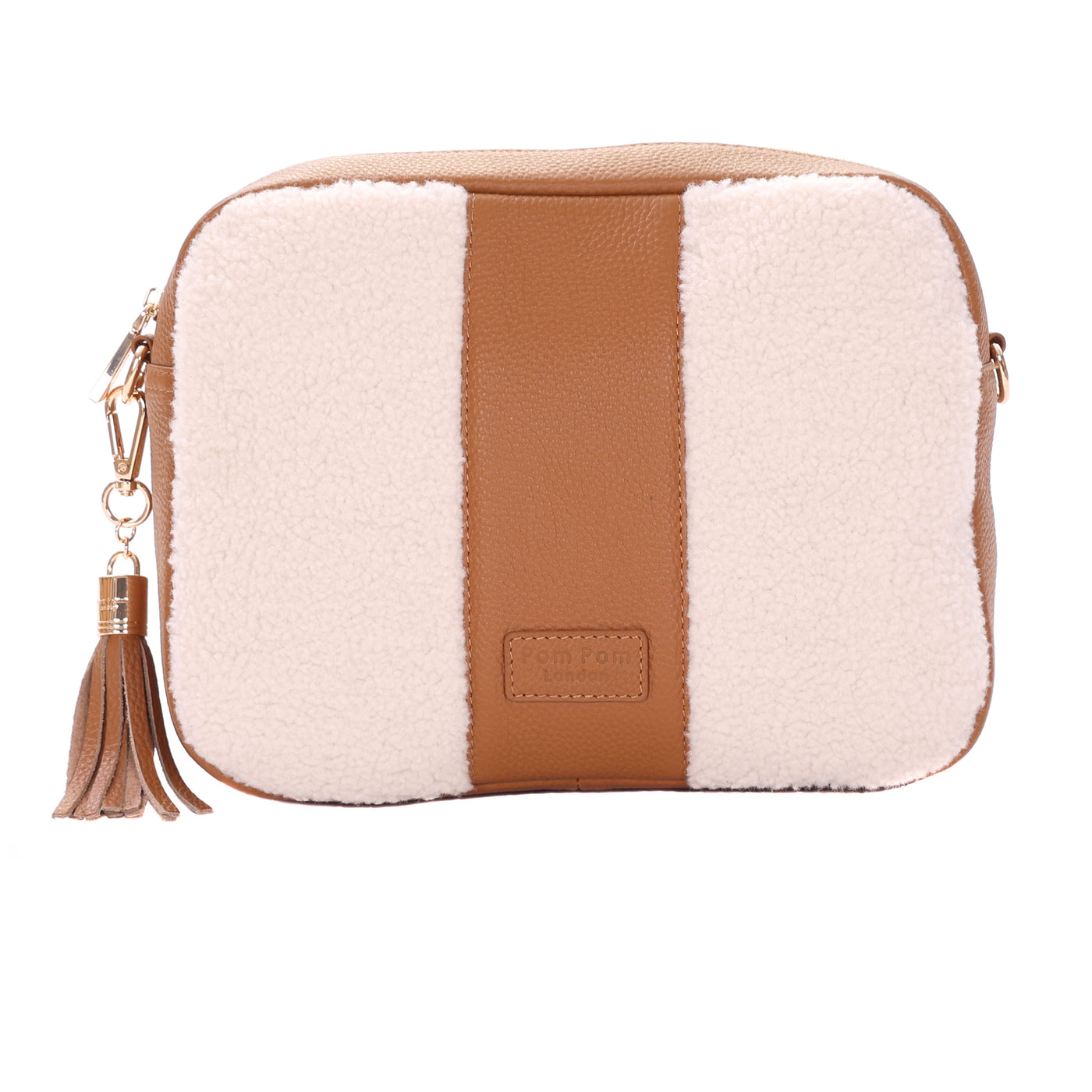 City Plus Faux Fleece & Leather Bag Maple-Pom Pom London