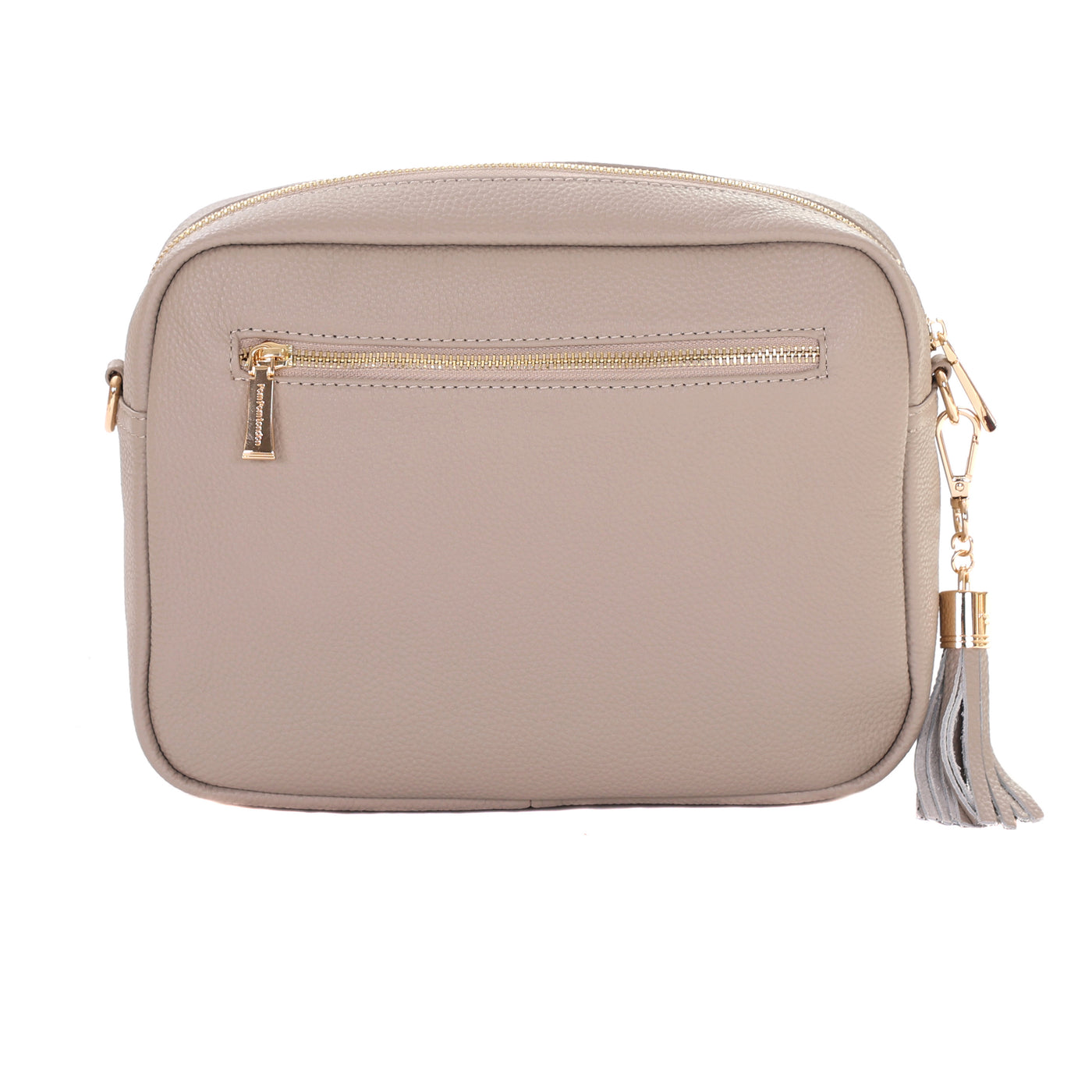 City Plus Faux Fleece & Leather Bag Stone-Pom Pom London