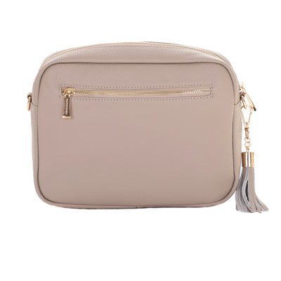 City Plus Faux Fleece & Leather Bag Stone-Pom Pom London