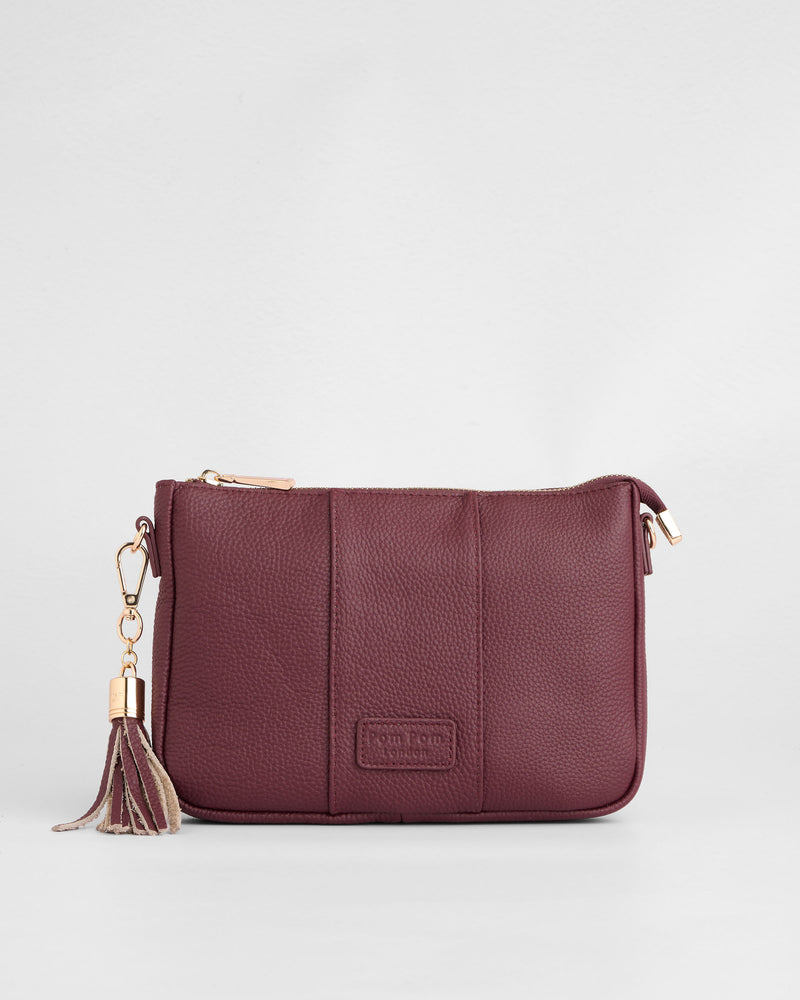 City Slim Crossbody Bag Dark Maroon-Pom Pom London