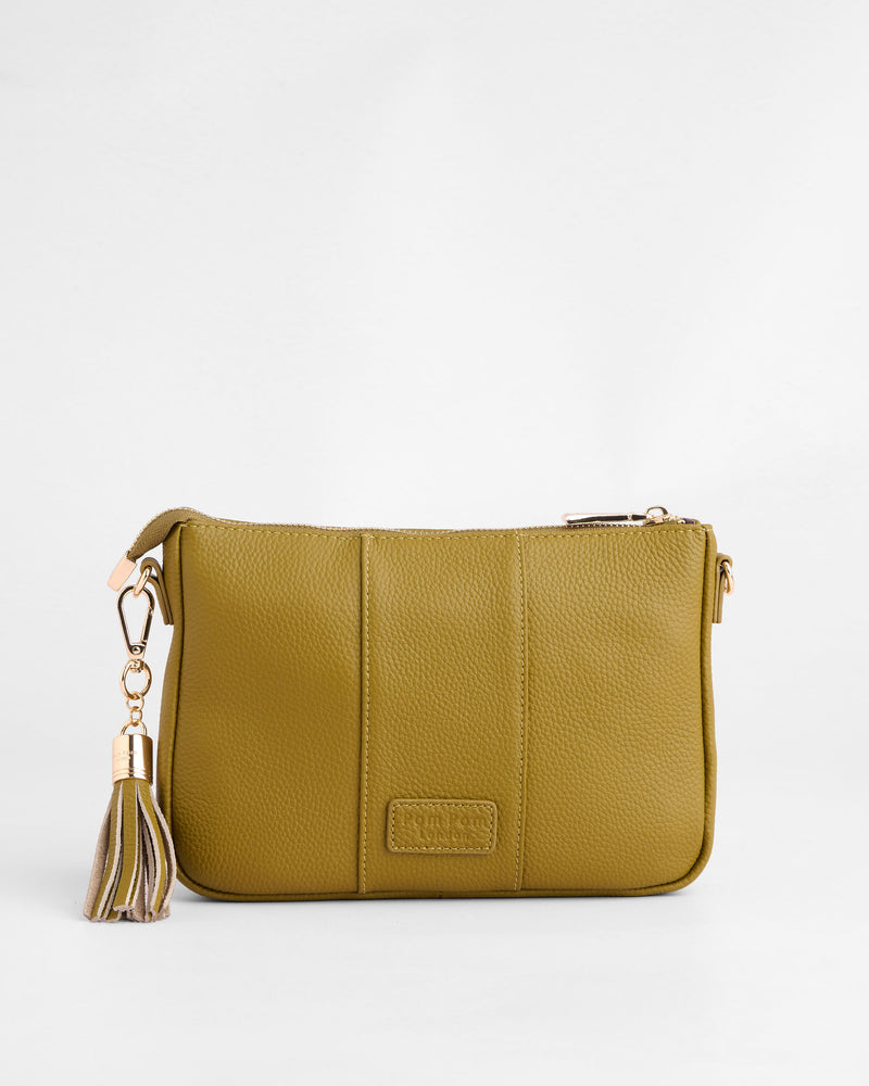 City Slim Crossbody Bag Olive Green-Pom Pom London