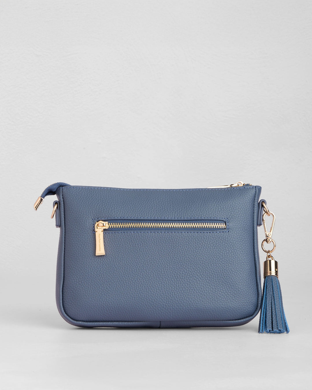 Pom Pom London City Slim Bag - Leather Crossbody bag in Slate Blue