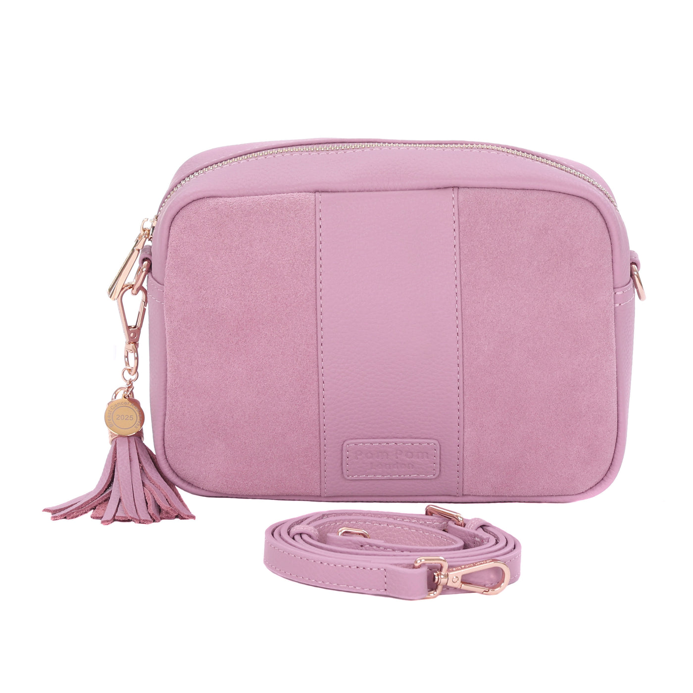 City Suede & Leather Bag Pink-Pom Pom London