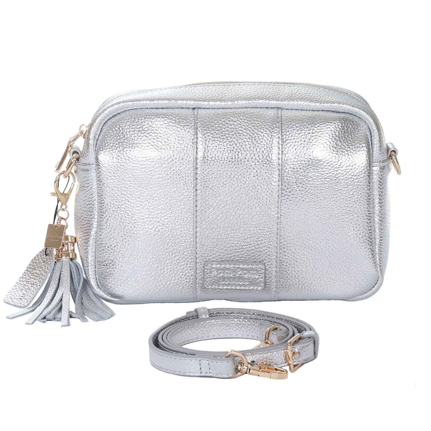 Pom Pom London City Bag Metallic Silver