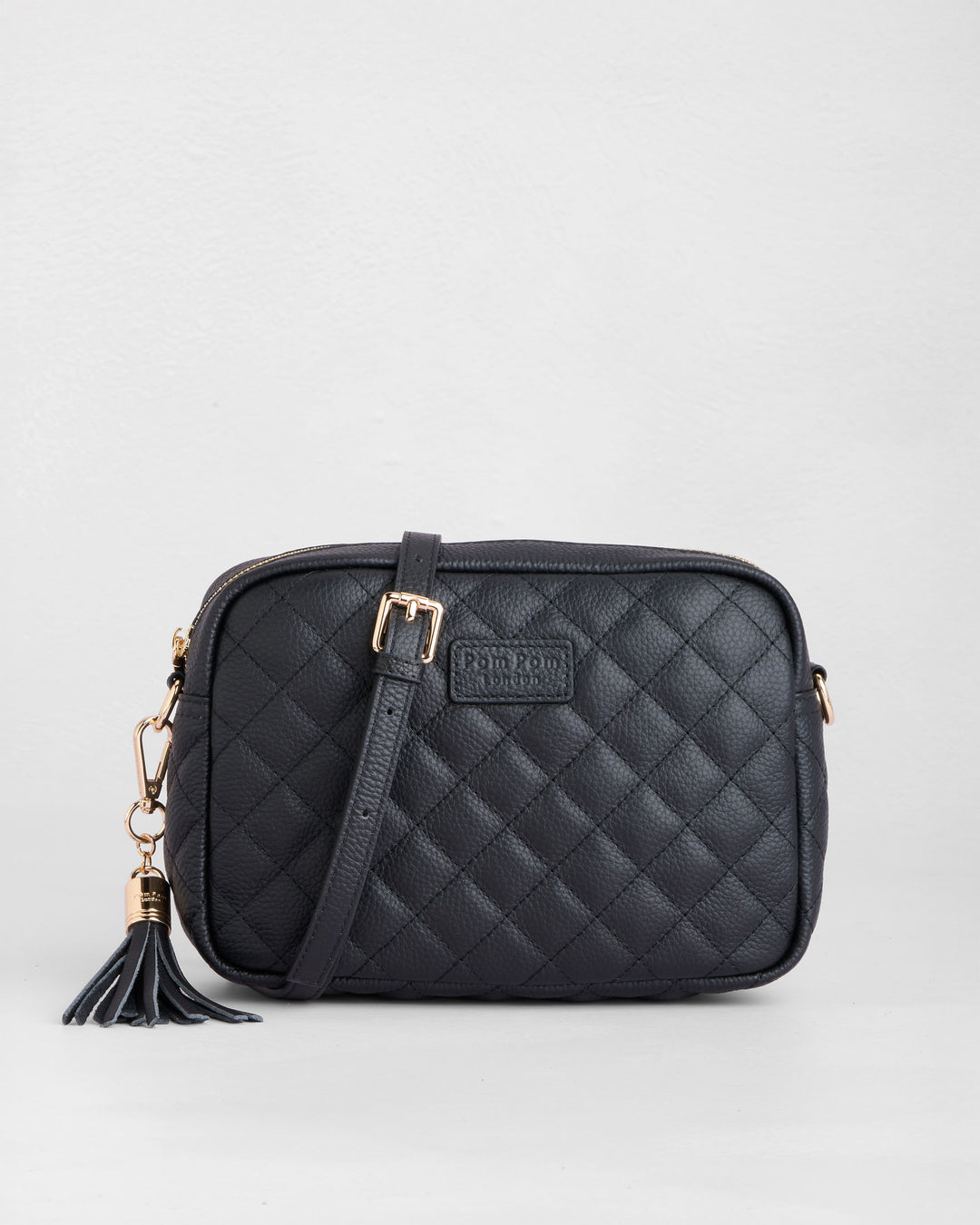 City Bag - Quilted Leather Crossbody Bag In Black – Pom Pom London