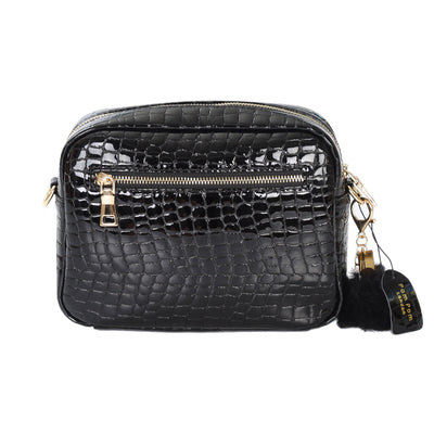 Mayfair Bag Patent Croc Black & Accessories - Pom Pom London