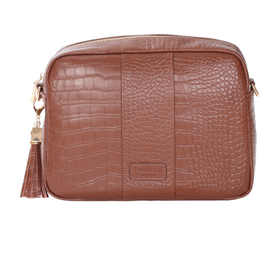 Pom Pom London City Plus Croc Bag Chestnut