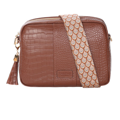 Pom Pom London City Plus Croc Bag Chestnut