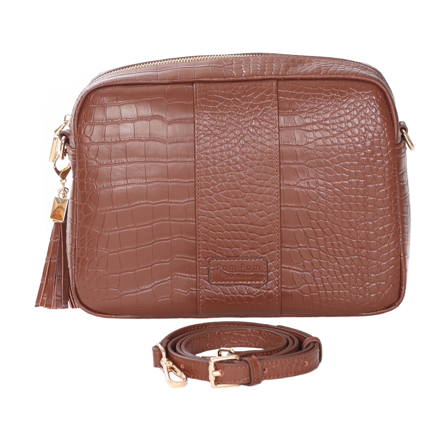 Pom Pom London City Plus Croc Bag Chestnut