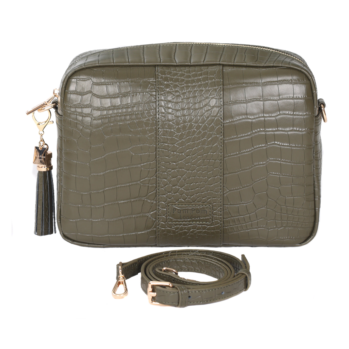 Pom Pom London City Plus Croc Bag Olive Green