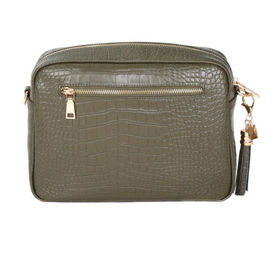 Pom Pom London City Plus Croc Bag Olive Green