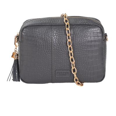 Pom Pom London City Plus Croc Bag Slate Grey