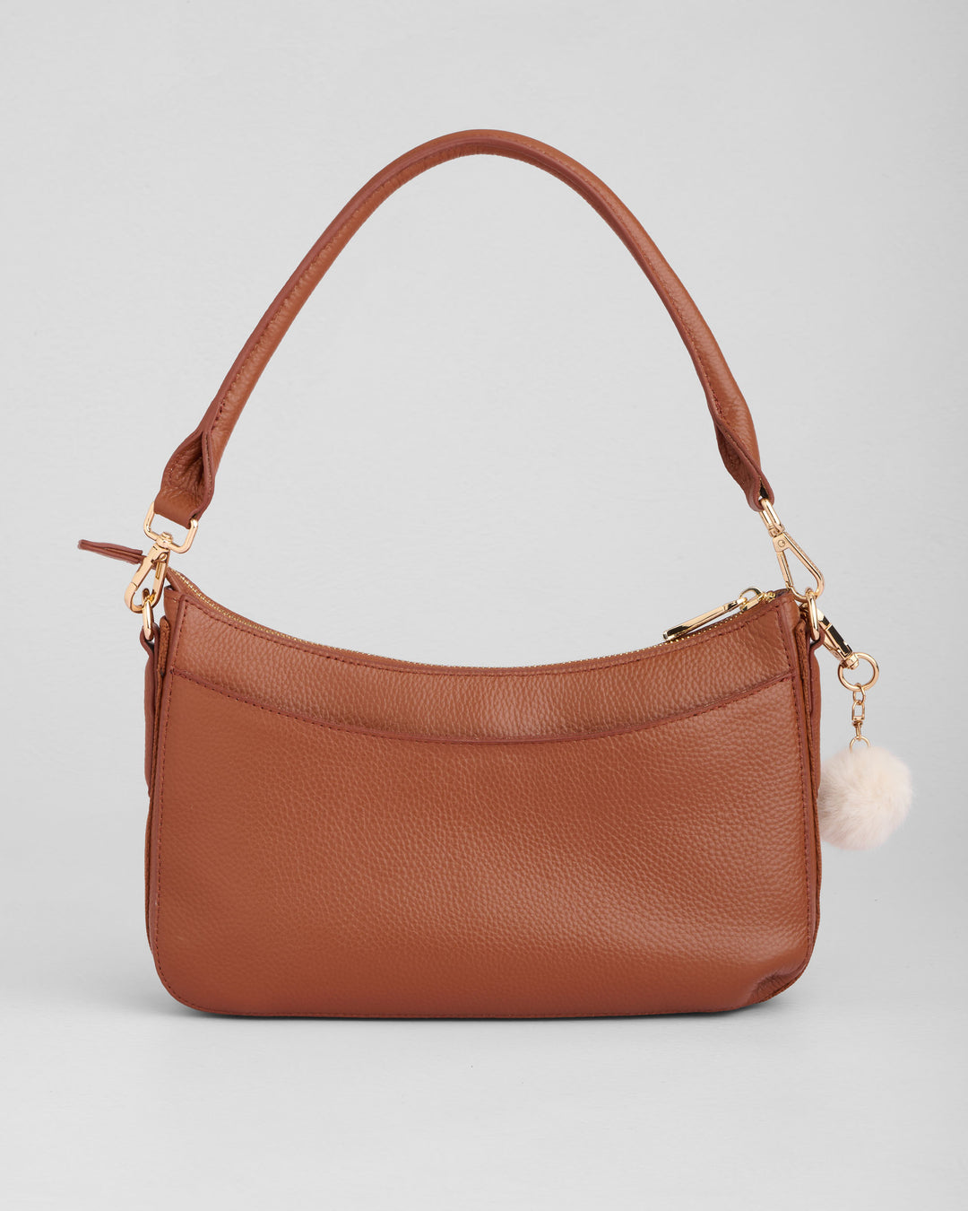 Pom Pom London Edgware Bag - Leather Crossbody bag in Chestnut