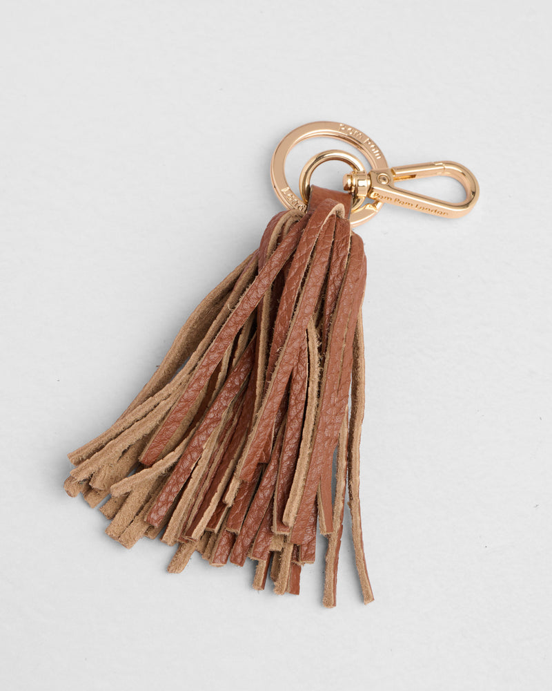 Extra Large Tassel Keyring Chestnut-Pom Pom London