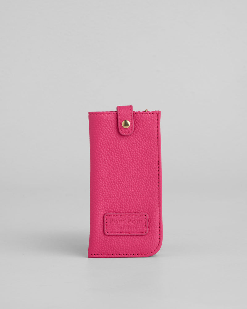 Grosvenor Leather Glasses Case in Azalea Pink by Pom Pom London