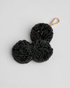Triple Leather Pom Pom Keyring Black
