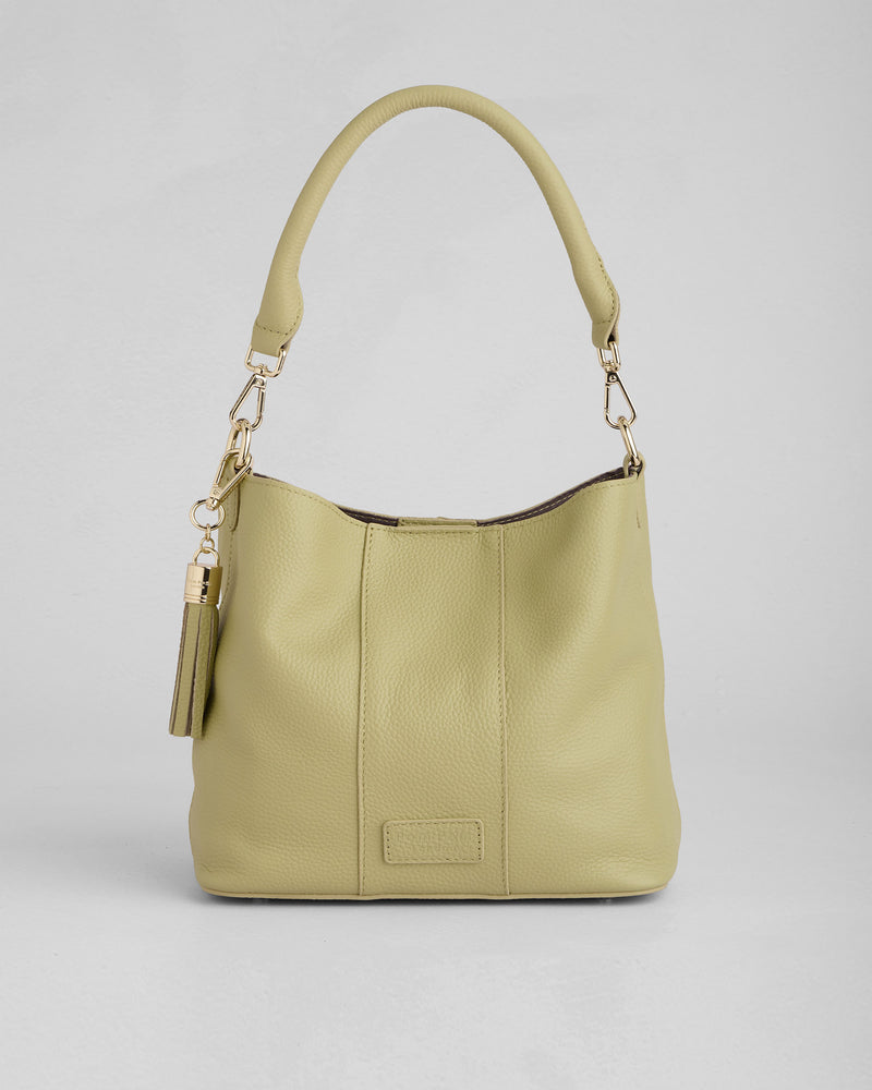 Pale Fern Lambeth Bag - full-grain leather bag | Pom Pom London