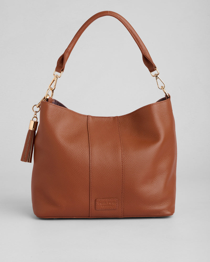 Chestnut Lambeth Plus Bag - full-grain leather bag | Pom Pom London
