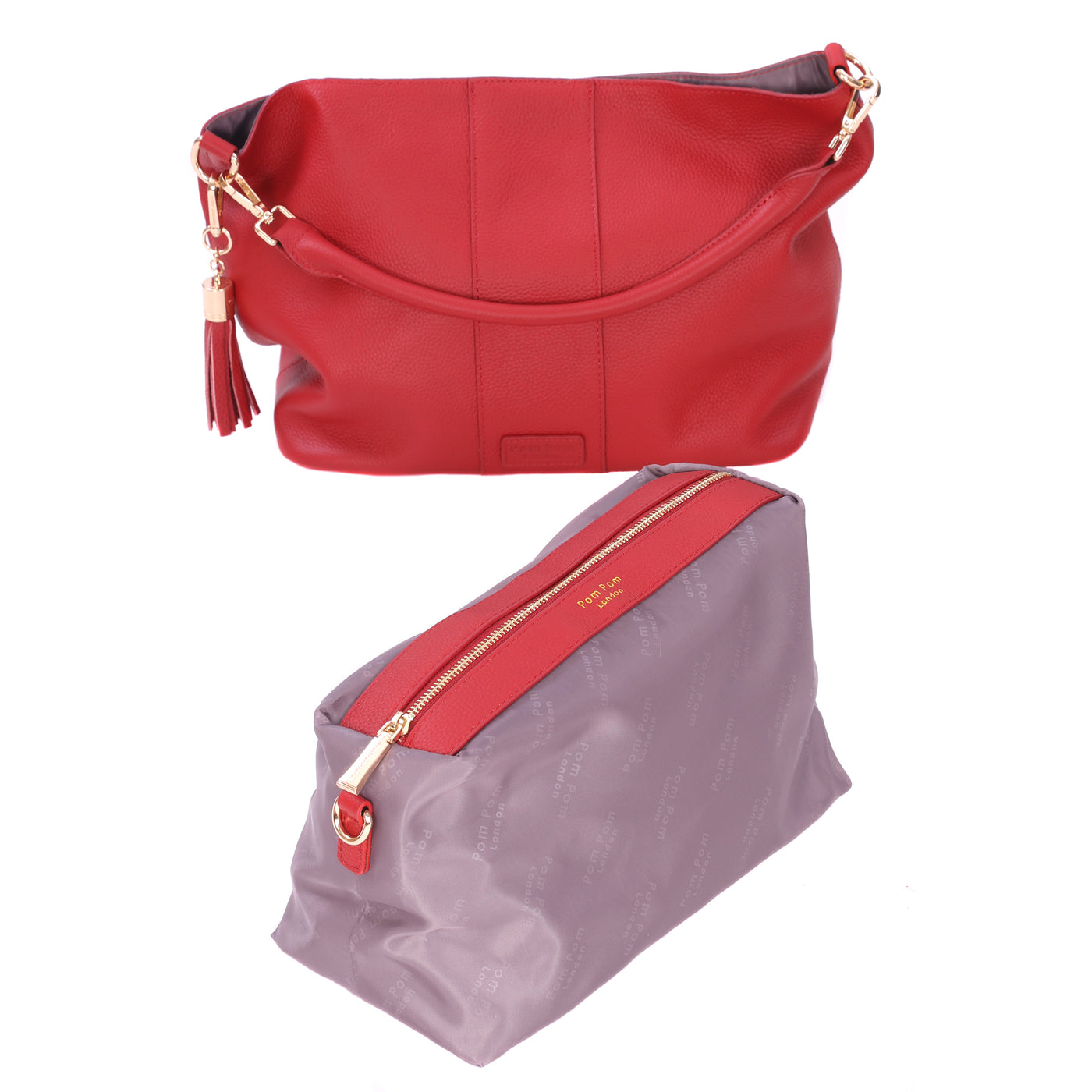 Lambeth Plus Bag Crimson Red-Pom Pom London