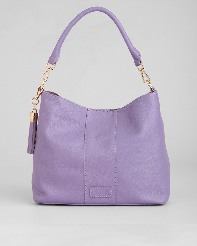 French Lavender Lambeth Plus Bag - full-grain leather bag | Pom Pom London
