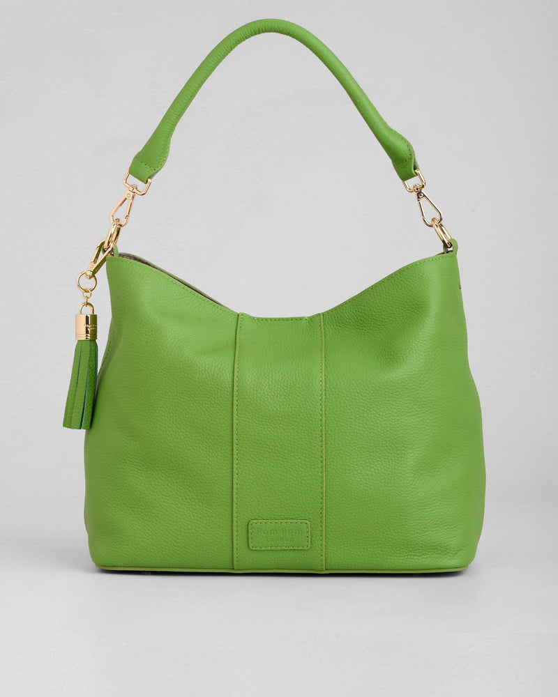 Frog Green Lambeth Plus Bag - full-grain leather bag | Pom Pom London