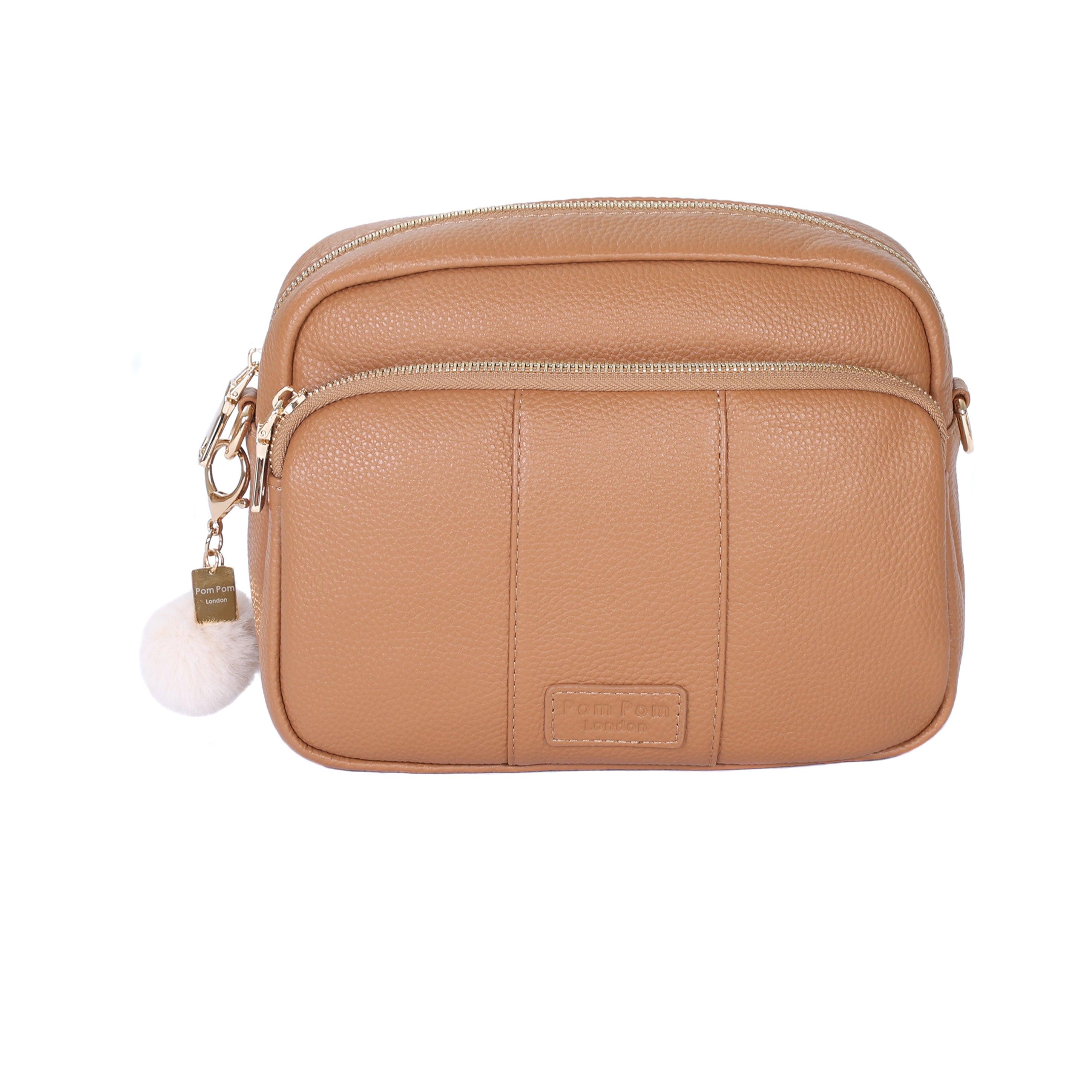 Pom Pom London Mayfair Plus - Leather Crossbody bag in Maple