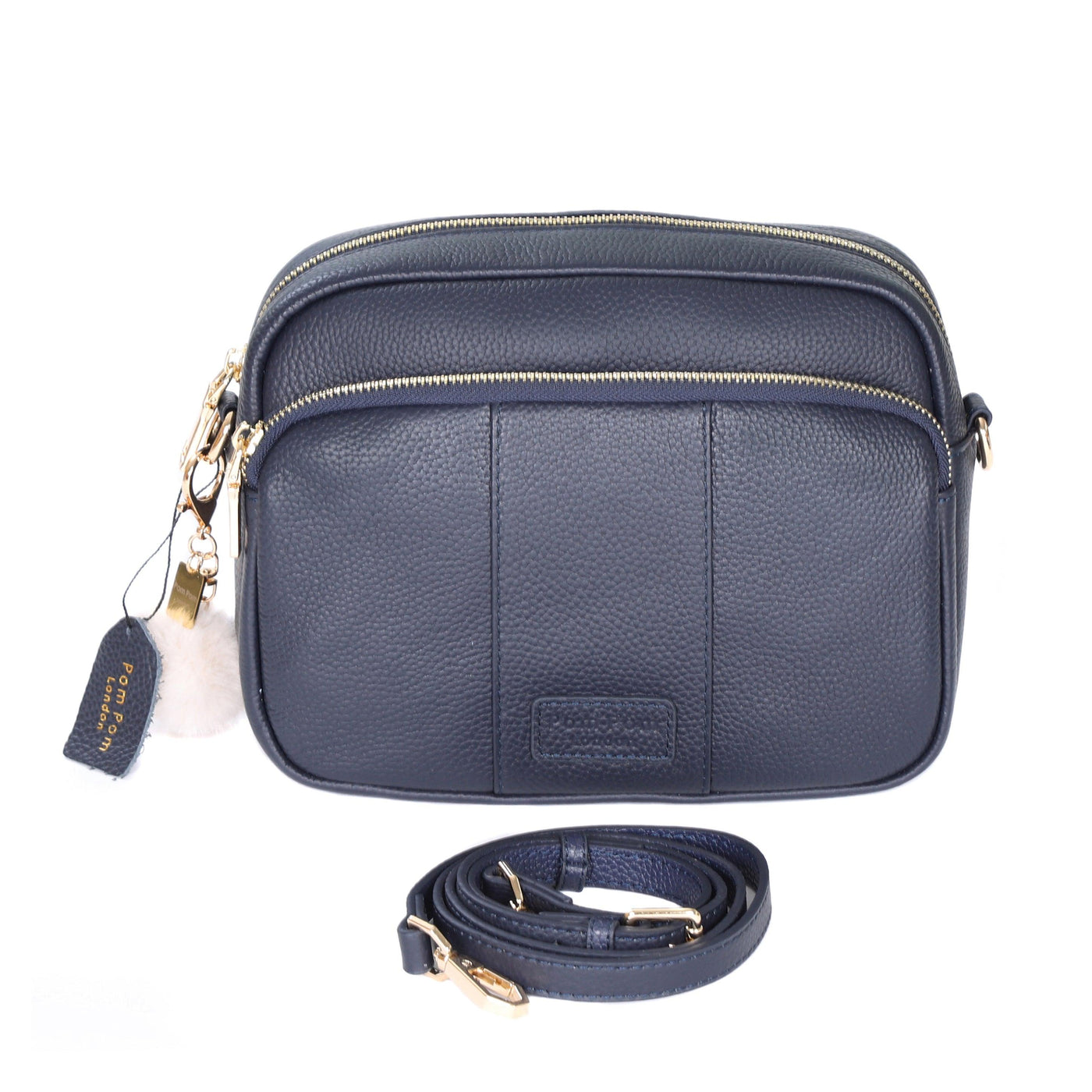East/West Mini - Leather/Suede Navy with Grey Stitch