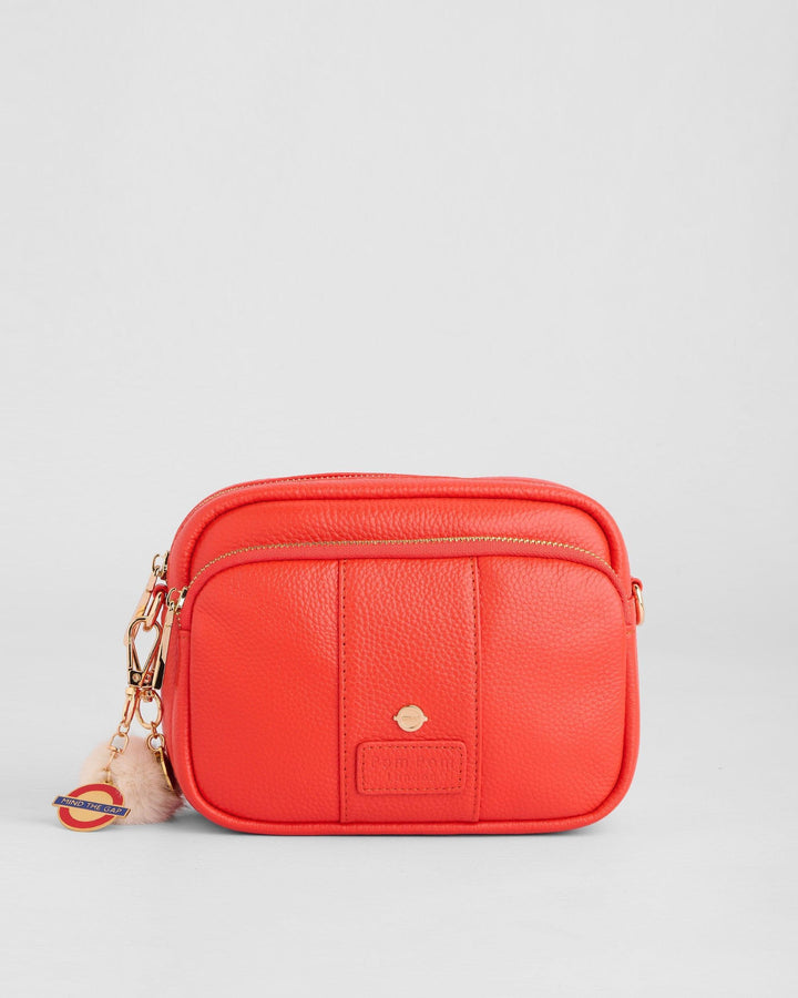 Pom Pom London Original | Leather Crossbody Bag In Central Line Red