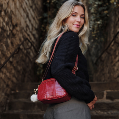 Original Bag Croc Berry Red & Accessories-Pom Pom London