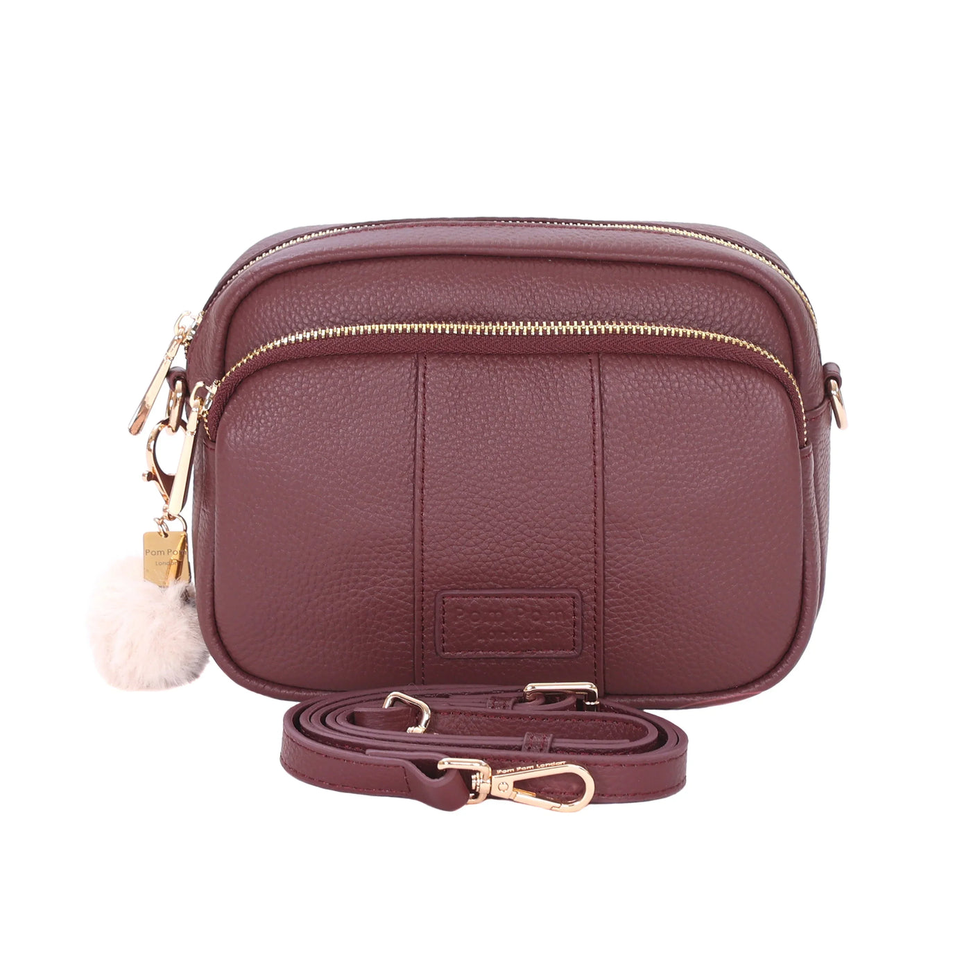pom／OADバック&BOSCHコート Pom Pom London Original - Leather Crossbody Bag In Deep Burgundy