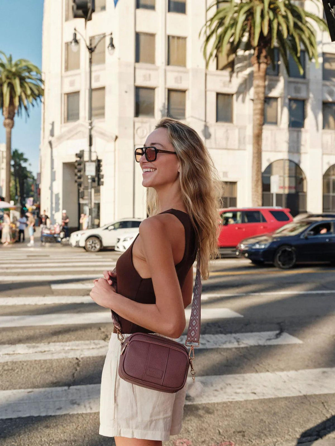 Pom Pom London Original - Leather Crossbody Bag In Dusky Orchid
