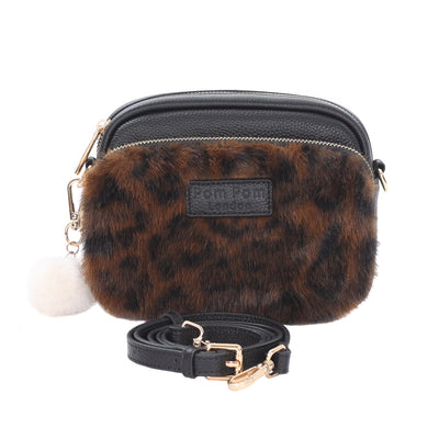Original Bag Leopard Print Faux Fur Black Bundle-Pom Pom London