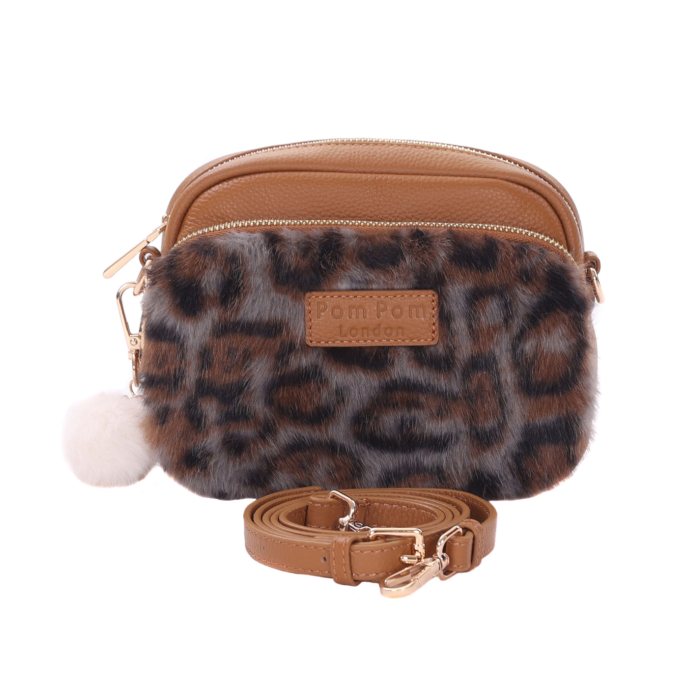 Original Bag Leopard Print Faux Fur Maple Bundle-Pom Pom London