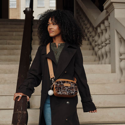 Original Bag Leopard Print Faux Fur Maple Bundle-Pom Pom London