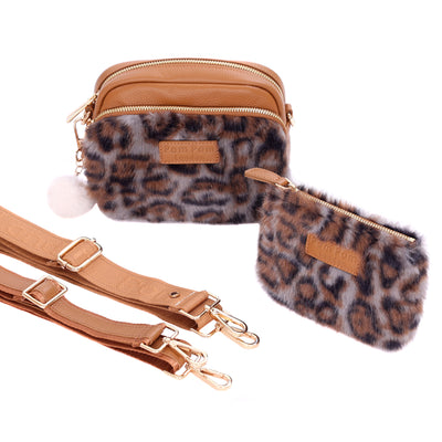 Original Bag Leopard Print Faux Fur Maple Bundle-Pom Pom London