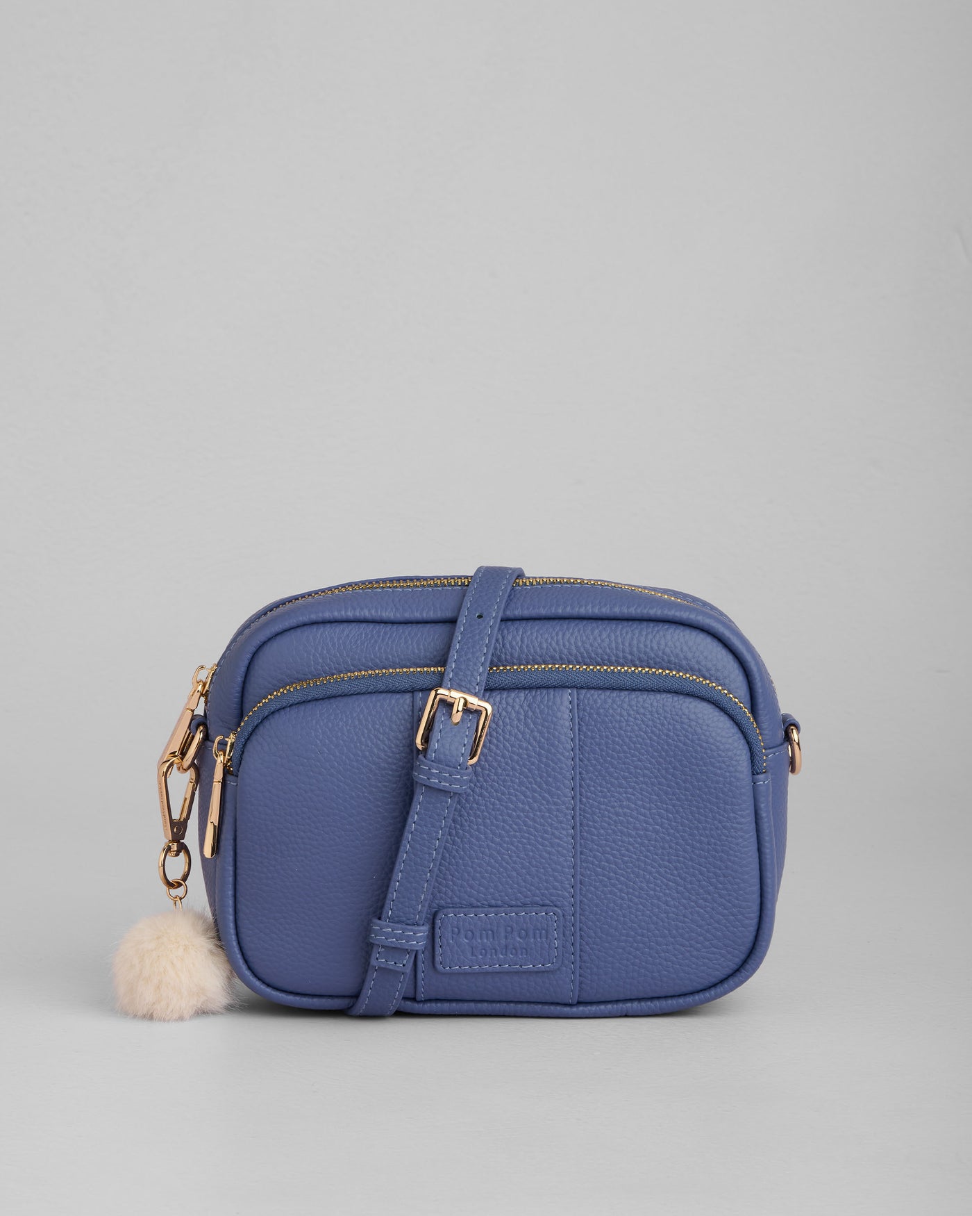 Pom Pom London Original - Leather Crossbody Bag In Lupin Blue