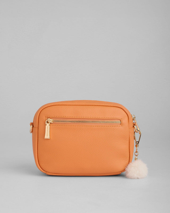 Original Leather Crossbody Bag in Mango Tango | Pom Pom London
