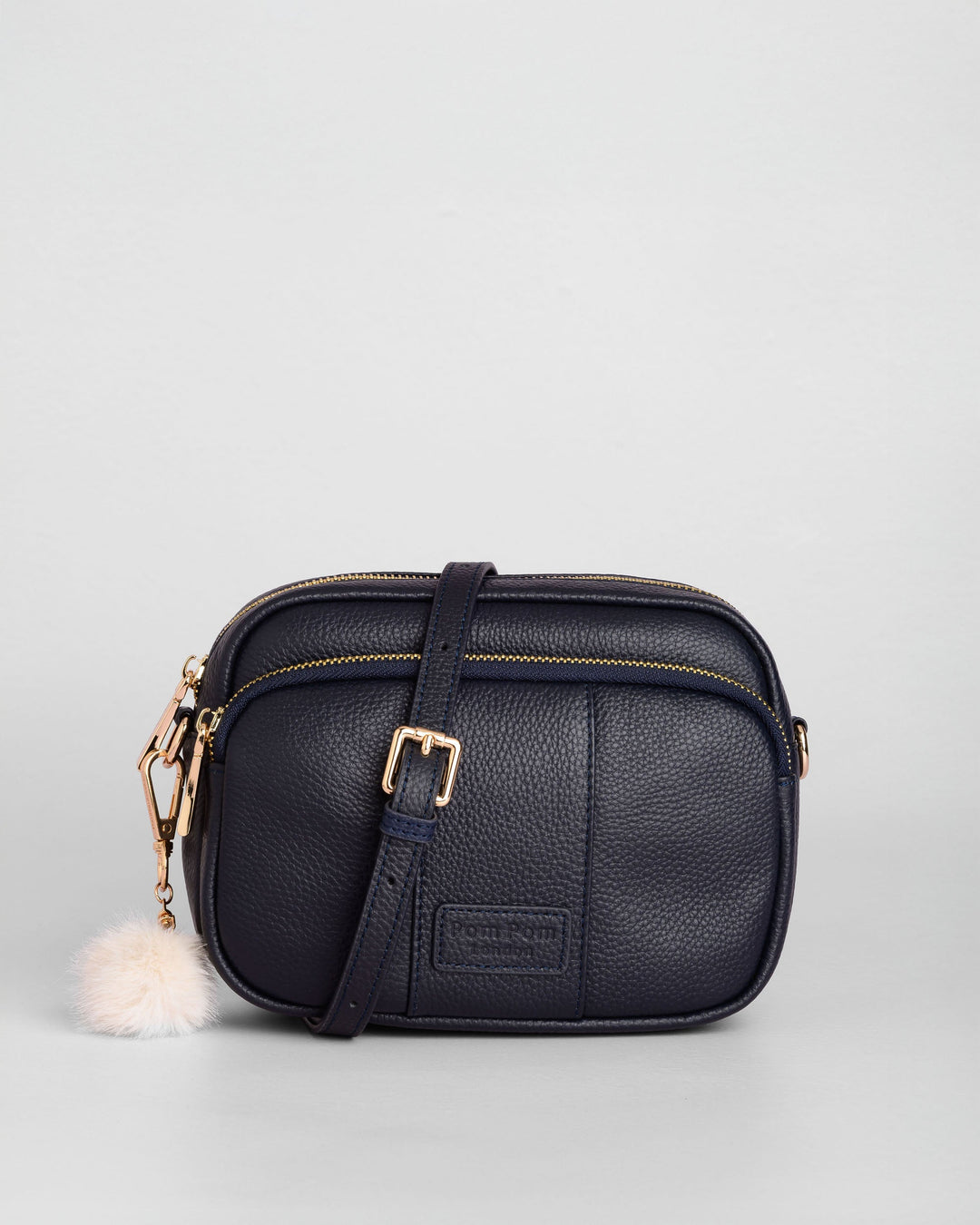 Pom Pom London Original - Leather Crossbody Bag In Navy