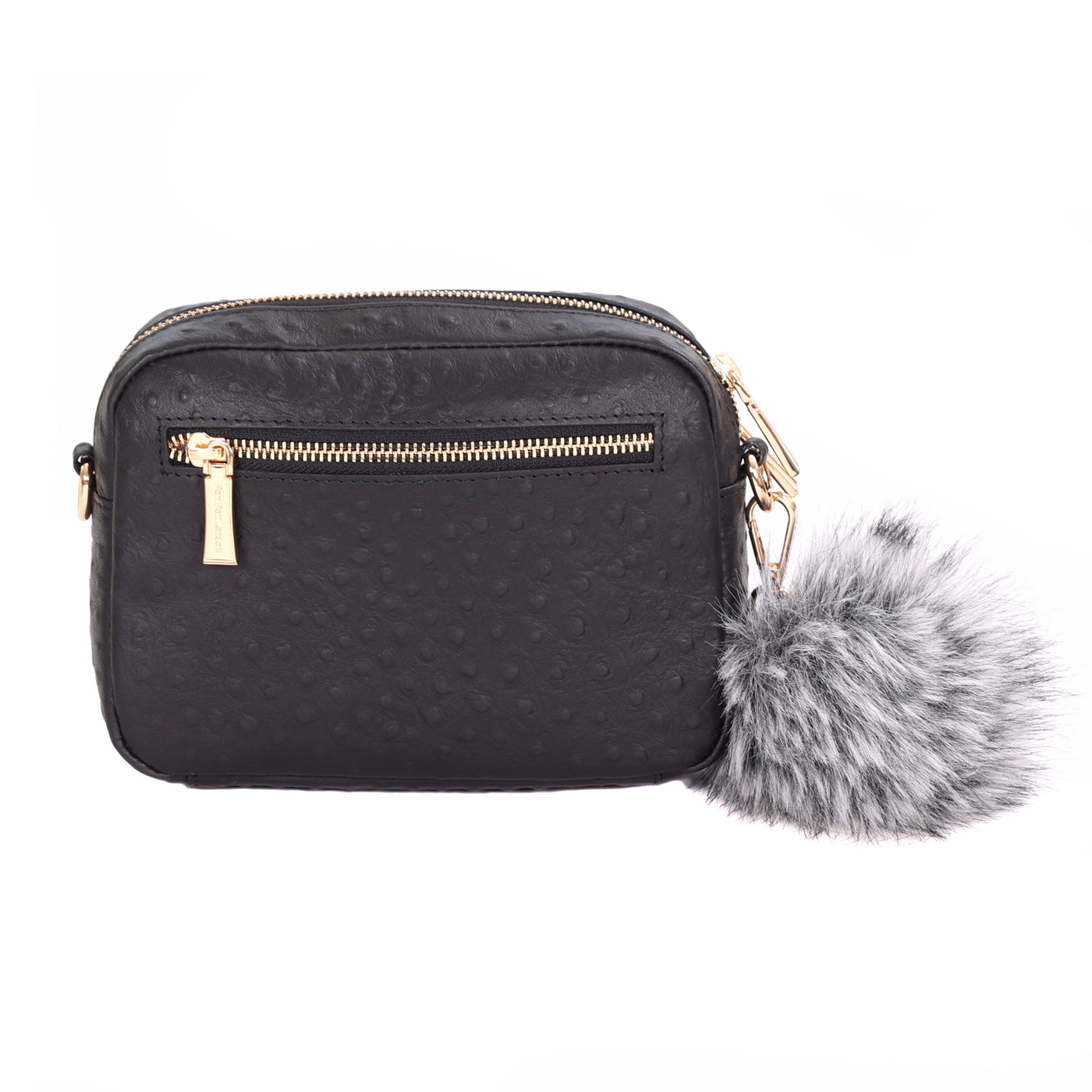 Original Bag Black Ostrich Effect & Accessories-Pom Pom London
