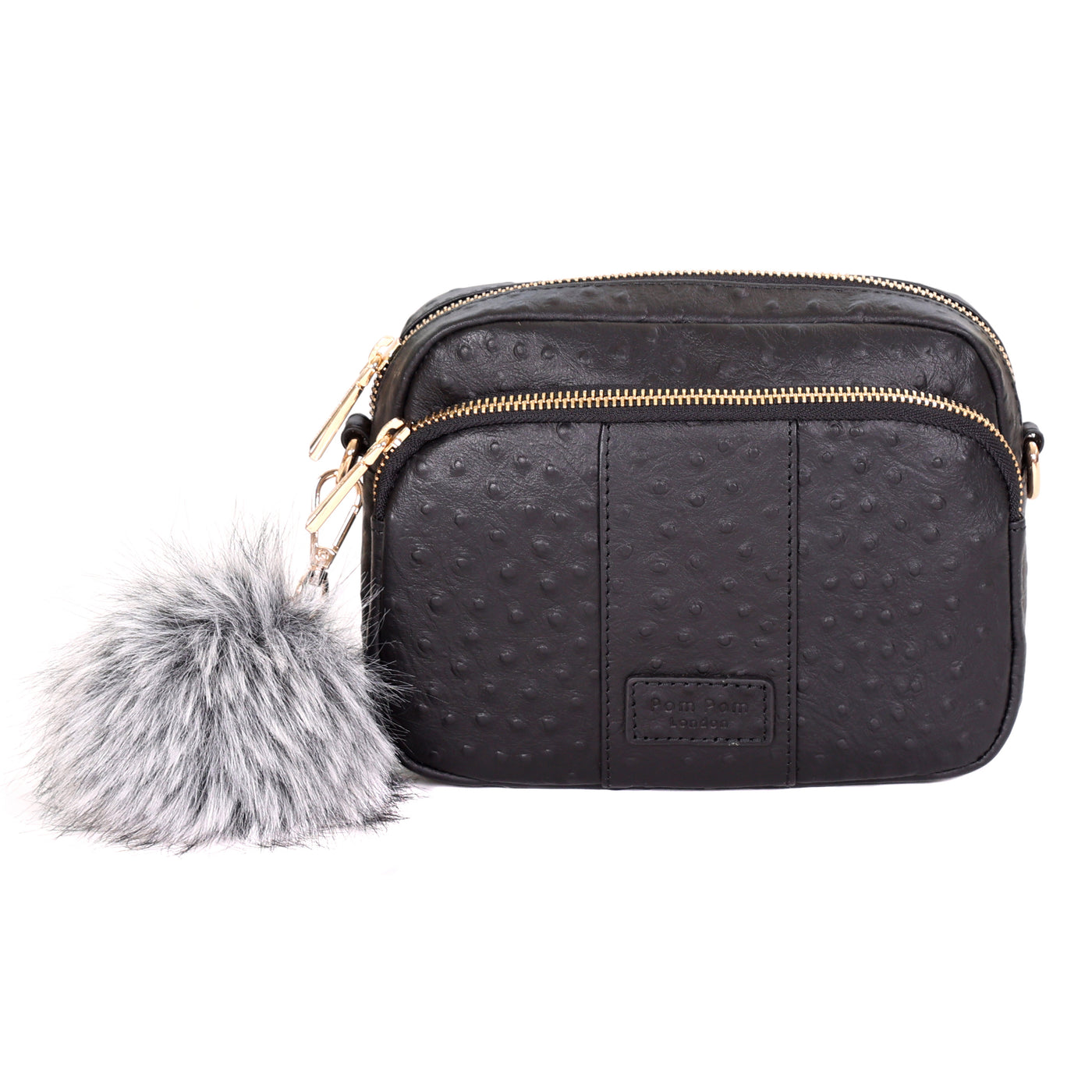 Original Bag Black Ostrich Effect & Accessories-Pom Pom London
