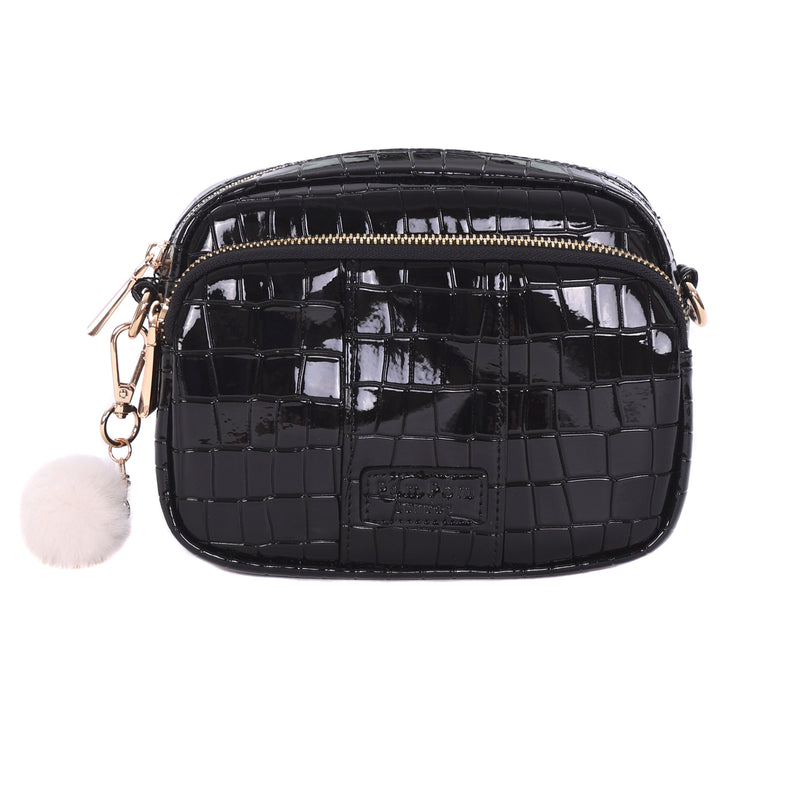 Original Bag Patent Croc Black & Accessories-Pom Pom London