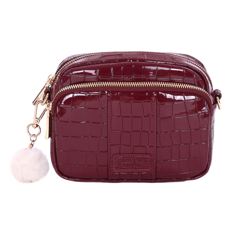 Original Bag Patent Croc Claret & Accessories-Pom Pom London