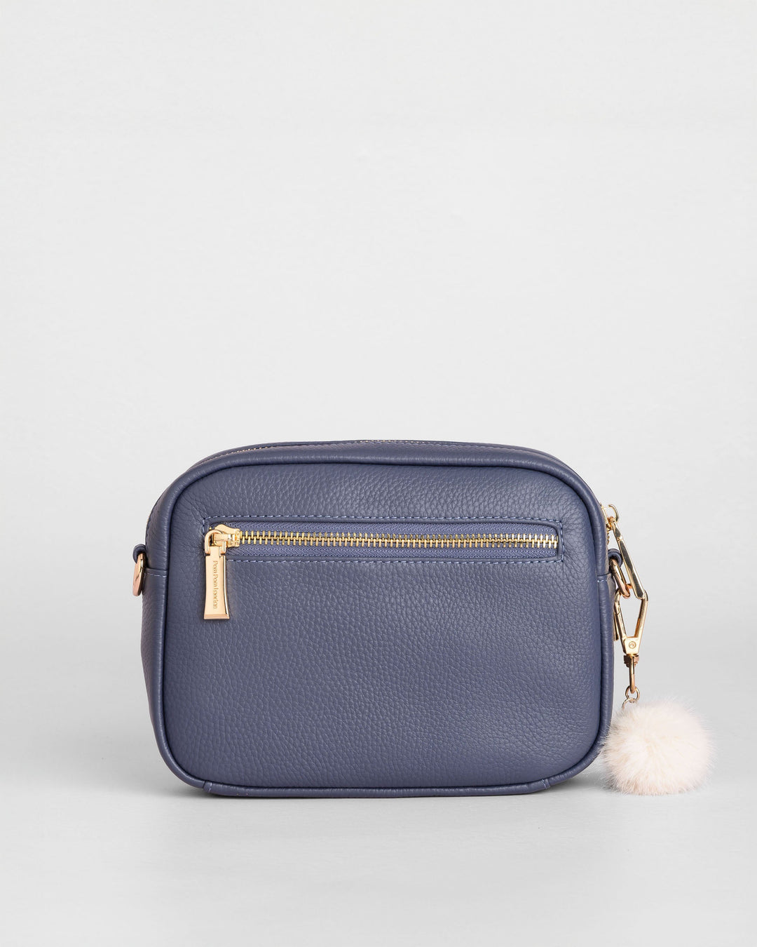 Pom Pom London Original - Leather Crossbody Bag In Slate Blue