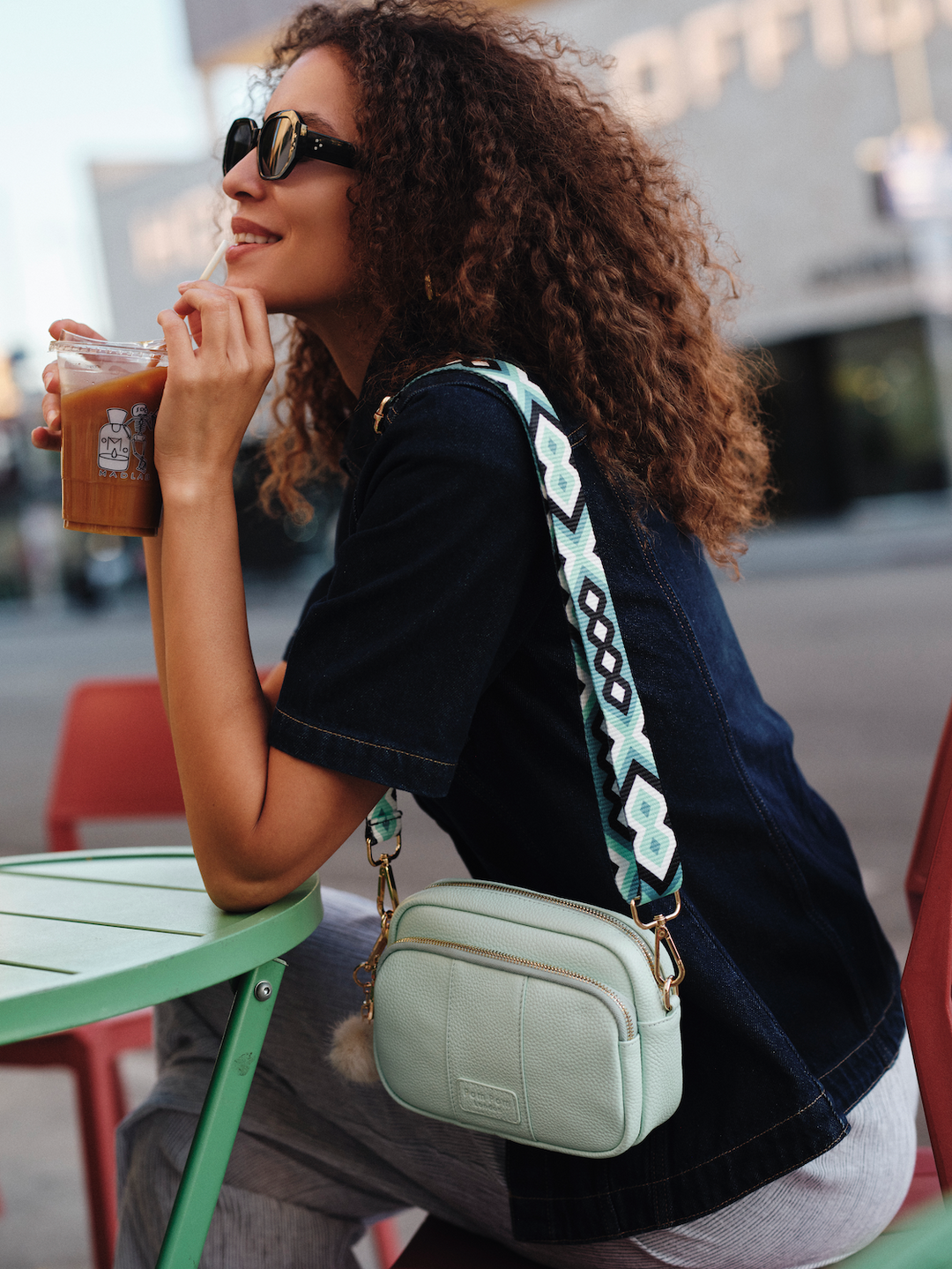 Pom Pom London Original - Leather Crossbody Bag In Spearmint