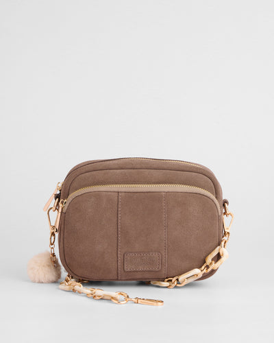Original Bag Suede Mocha & Accessories – Pom Pom London